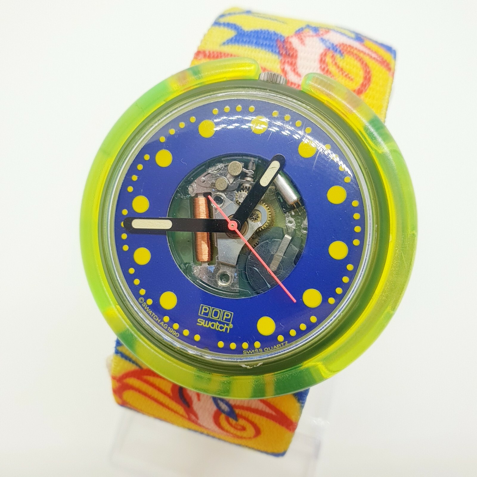 1990 Yellow Swiss Made Skeletonized Swatch Pop Watch Rare 1990 Yellow Swiss Made Skeletonized Swatch Pop Watch Rare