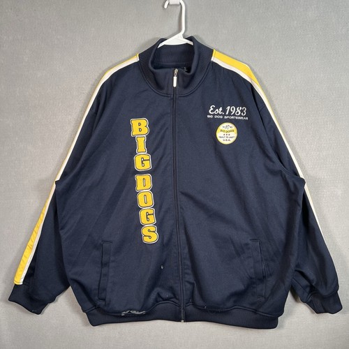 Vintage Big Dogs Track Jacket Adult 2XL XXL Blue Full Zip