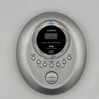 Audiovox Portable CD Player FM Radio DM8210-45 Silver Tested & Works