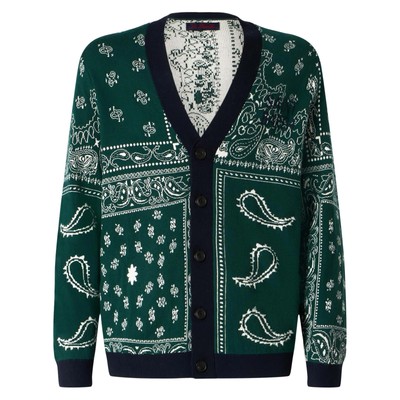 Pre-owned Mc2 Saint Barth Bandanna Dark Green Knitted Cardigan With Saint Barth Embroidery