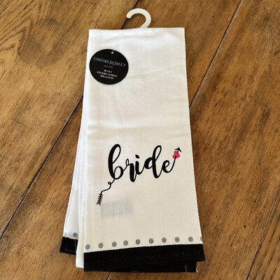 New Cynthia Rowley Bride & Groom Kitchen Towels - Set of 2 - New