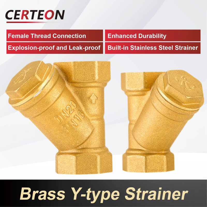 Inline Brass Y Strainer Valve Threaded Female PN16 Sediment Filter with SS Mesh