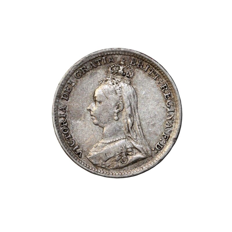 Great Britain 1891 Silver Threepence Queen Victoria British Coin 3P km#758