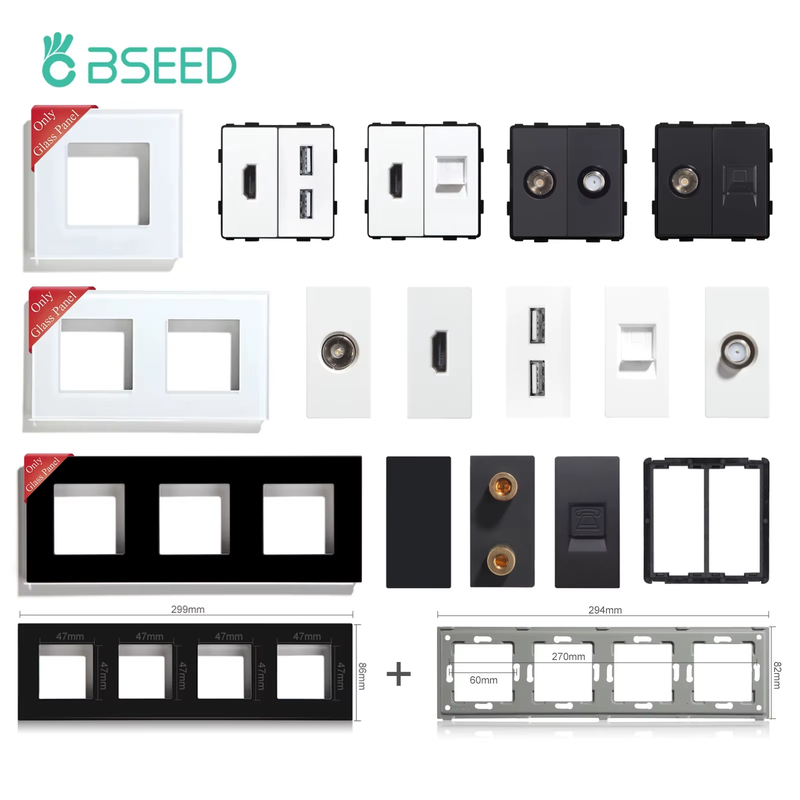 Glass Frames EU Standard PIR Sensor Switches Module Part Wall Sockets DIY Functi