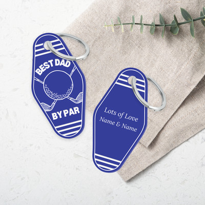 Best Dad By Par Personalised Keyring, Clubs Design, Father's Day Gift, Golfing
