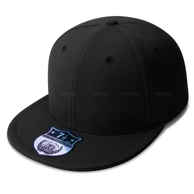 Premium Solid Fitted Baseball Cap Hat Blank Plain Flat Bill 9-Sizes Trucker