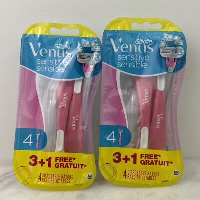 2 Venus Sensitive Disposable 3-Blade Razors, Skin Elixir 4 Pack