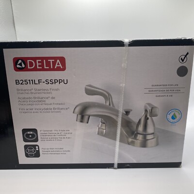 Delta B2511LLF-SSPPU Two Handle Centerset Bathroom Faucet, Brushed Nickel
