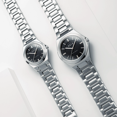 Pre-owned Dufa Wachsmann 32mm Jet Black Ss Watch - Brand