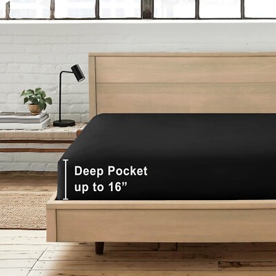 Fitted Sheet Twin Size Extra Deep Pocket Microfiber Full Elastic Bed Sheets Only