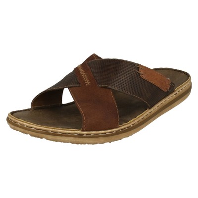 Mens Rieker 21063 Cross Detailed Slip On Mule Sandals