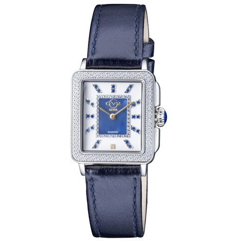 Pre-owned Gv2 By Gevril Women's 12332 Padova Gemstone Blue Mop Dial Swiss Quartz Watch