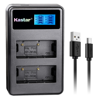 Kastar Battery LCD Dual Charger for Fujifilm NP-W126 NP-W126s Fuji X-PRO1 Camera