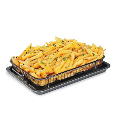 Bakken Swiss Air Fryer Tray 2 in 1 Nonstick Crisper Air Fry Basket w/Elevate