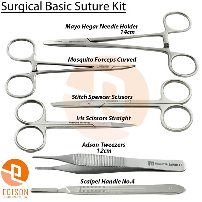 Surgical Suture Kit Basic Suturing Instruments Needle Holder Hemostat Forceps CE