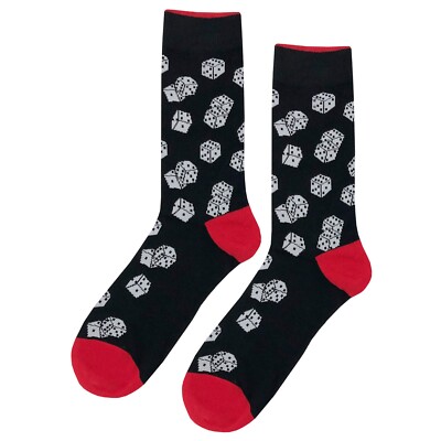 NWT Dark Dice Dress Socks Novelty Men 8-12 Black Crazy Fun Sockfly
