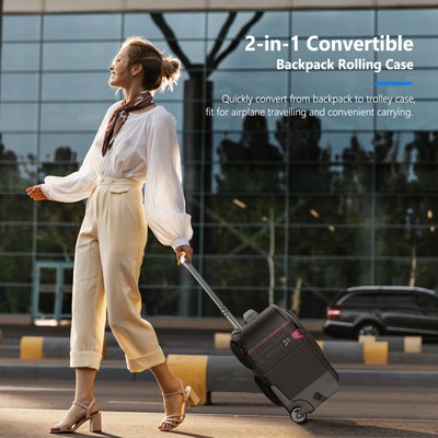 Neewer 2-in-1 Convertible Wheeled Camera Backpack Luggage Trolley Case Travel