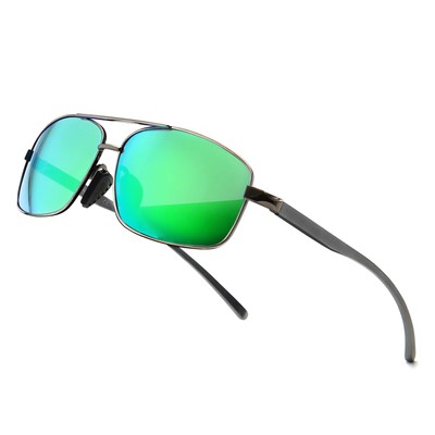 Ultra Lightweight Rectangular Polarized Sunglasses UV400 Protection (Gunmetal...