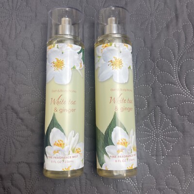 BATH & BODY WORKS WHITE TEA & GINGER FINE FRAGRANCE BODY MIST 2pc LOT 8 FL OZ
