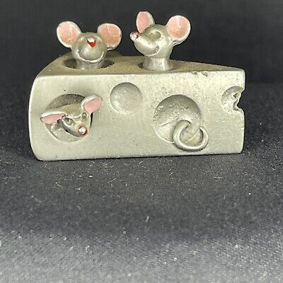 Royal Selangor pewter ornament 3 mice in cheese figurine Small mouse swiss