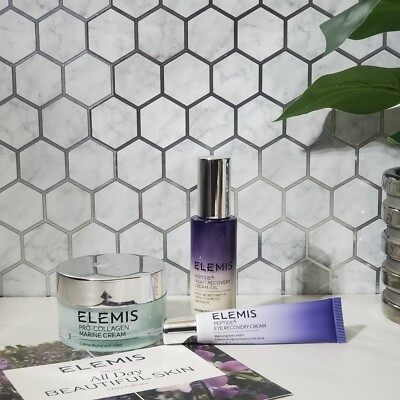 Elemis Skin Care Set Pro Collagen Marine Cream Eye / Night Recovery Cream Oil