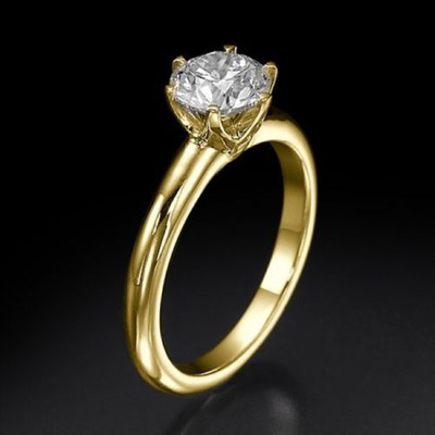 Pre-owned Pucci 1.50 Round Synthetic Moissanite Engagement Wedding Promise Ring 14k Yellow Gold In White/colorless