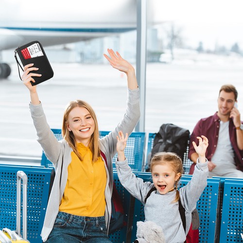 Family Travel Wallet Passport Holder RFID Blocking Document Organizer Bag Case