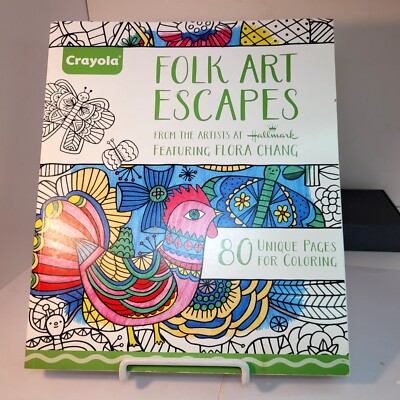 Hallmark Flora Chang Adult Coloring Book New Unused Gift 80 Pages Pencil Markers