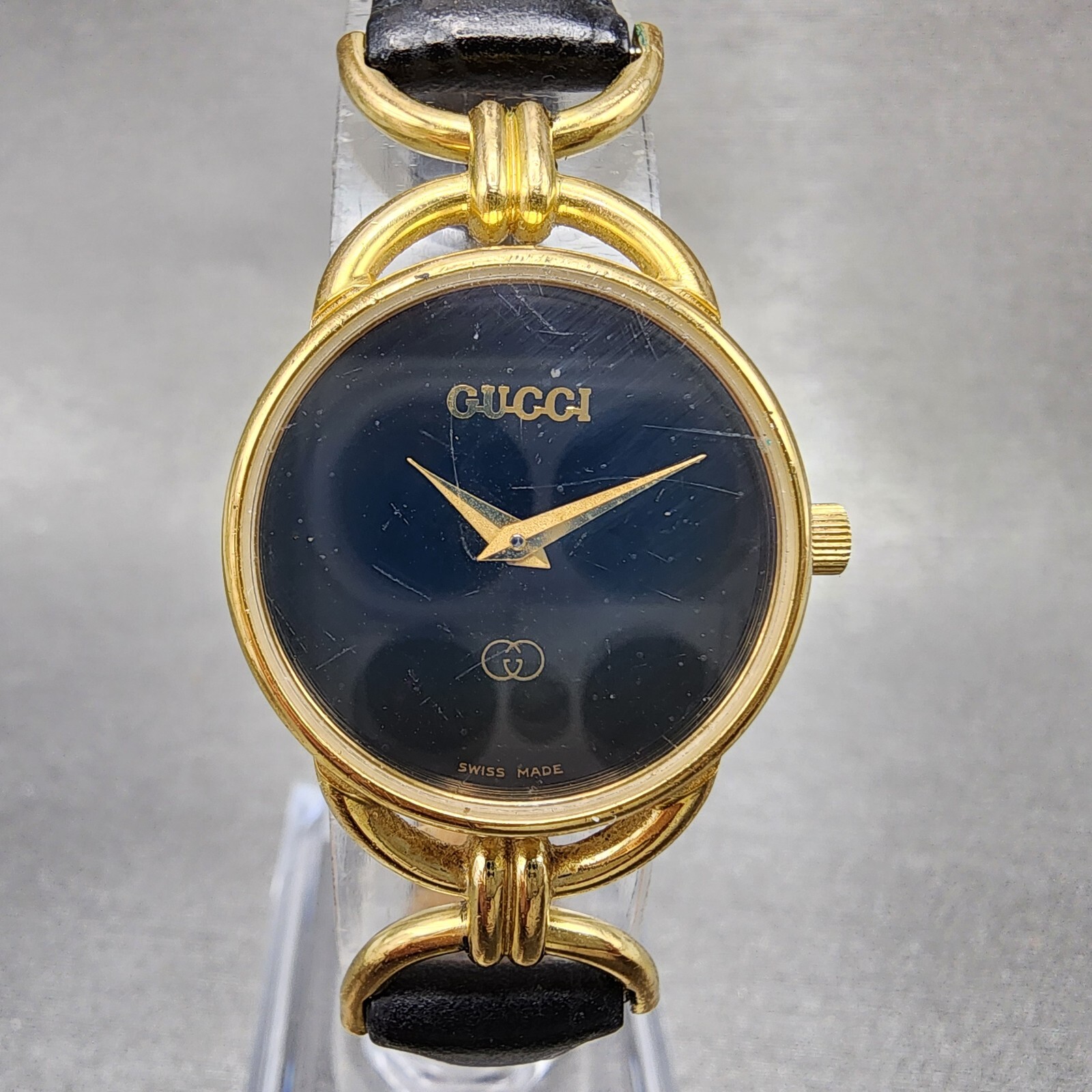 Gucci 6000L Watch Women 23mm Black Dial Gold Plated Round Gucci 6000L Watch Women 23mm Black Dial Gold Plated Round