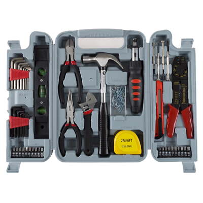 130PC Tool Set - Hand Tools for Home Improvement Projects (Gray)