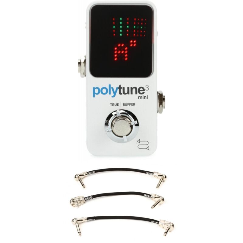 TC Electronic PolyTune 3 Mini Polyphonic Tuning Pedal with 3 Patch Cables