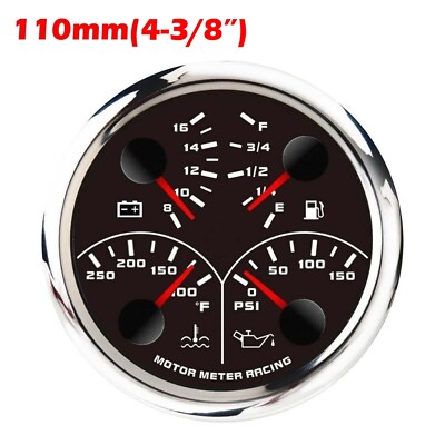 W PRO 110mm Multi-Function Water Temp °F Oil Pressure PSI Fuel Level 240-33 Volt