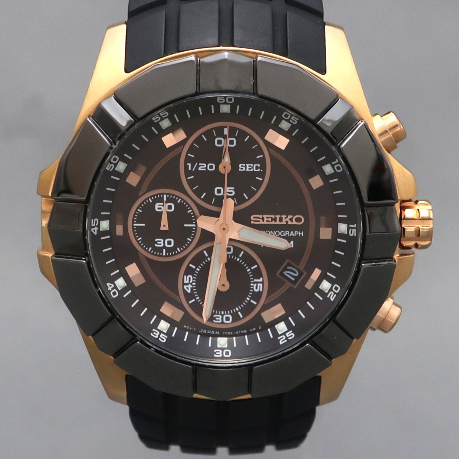 Seiko Chronograph 7T92 0NJ0 Black & Bronze Dial SNDD80 | eBay