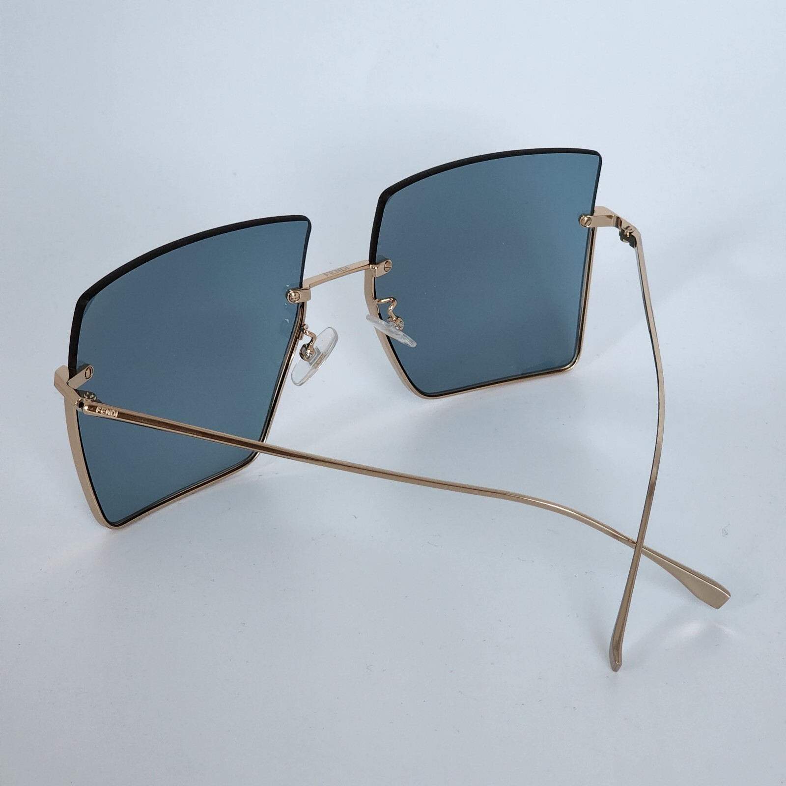 Pre-owned Fendi ? Promeneye Ff0401s 000ku Green/gold Retro Oversized Sunglasses
