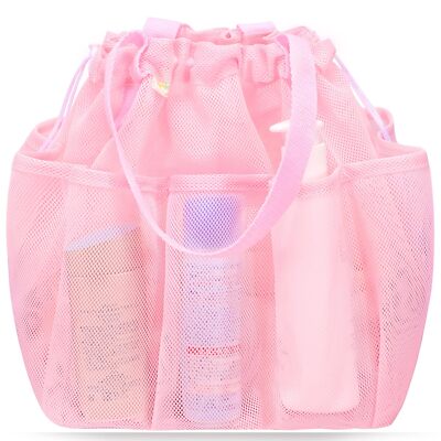 Mesh Shower Caddy Portable with Drawstring Dorm Room Essentials for PINK