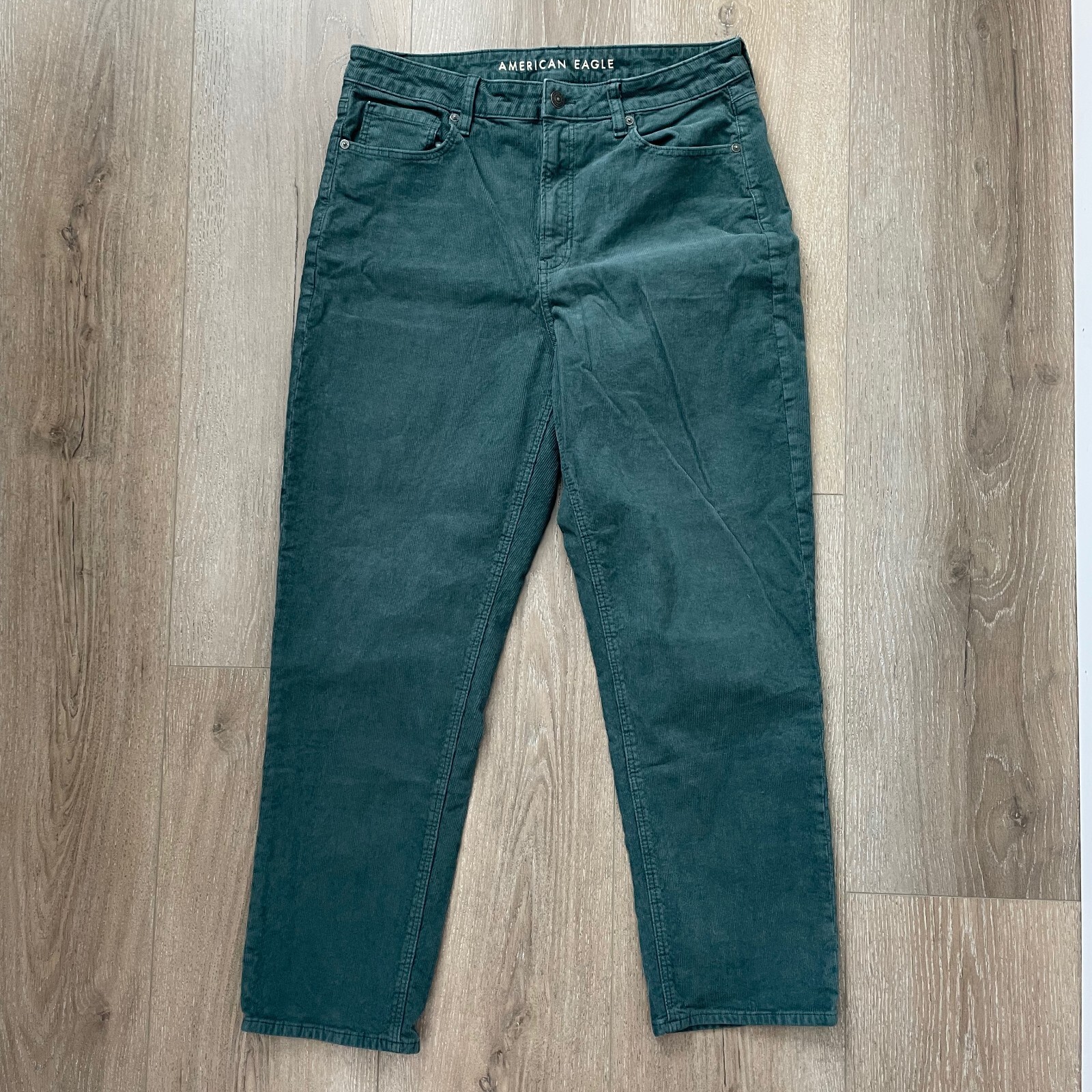 American Eagle 12 Mom Straight Jean Teal Corduroy Pants Ankle Stretch Women American Eagle 12 Mom Straight Jean Teal Corduroy Pants Ankle Stretch Women