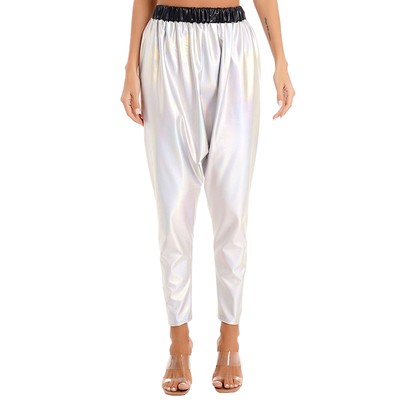 Women's Metallic Shiny Harem Pants Trousers Wet Look Baggy Danc Party Clubwear