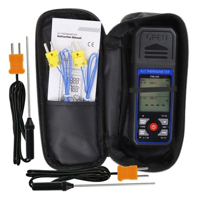 K/J Type Thermocouple Thermometer Temperature Meter Tester Dual Channel 4 ProbaS