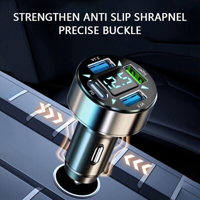 4 Port USB Super Fast Car Charger Adapter For iPhone Samsung Android Cell