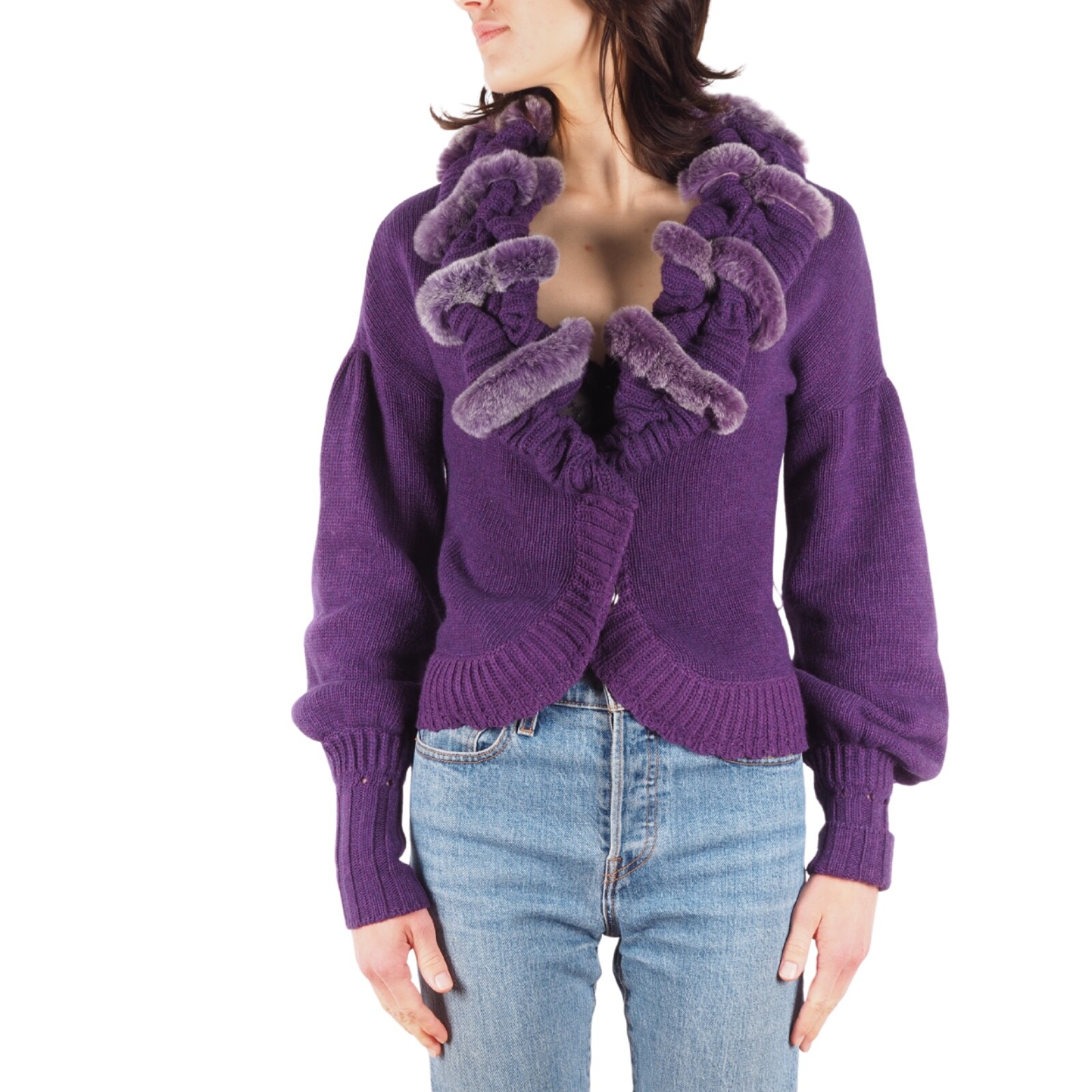 Roberto Cavalli Class Vintage Women's Purple Fur Sweater