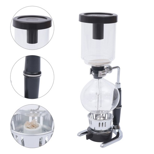 Tea Siphon Pot Vacuum Glass Type Coffee Machine Filter 5-Cup Siphon Coffee Maker