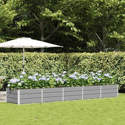Planter Light Grey 400 x 80 x 45 cm Steel