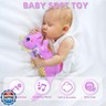 Baby Dino Musical Stuffed Animal Toys for 0-3-6-9-12 Months，Infant Dinosaur Tummy Time Toys with Crinkle Sound Paper，Teether，Textures and Rattles for Newborn Boys Girls Birthday Gifts，Purple
