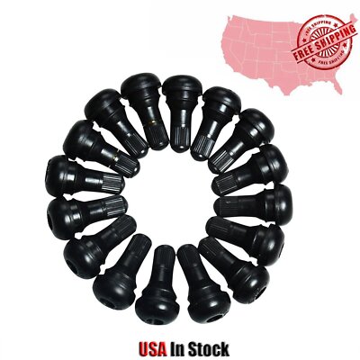 (25PCS) 1 1/4'' TR415 Snap-In Tire Valve Stems Short Fat Black Rubber Valve