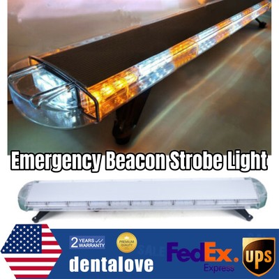 LED Light Bar Emergency Beacon Strobe Light Warn Tow Truck Response Amber White