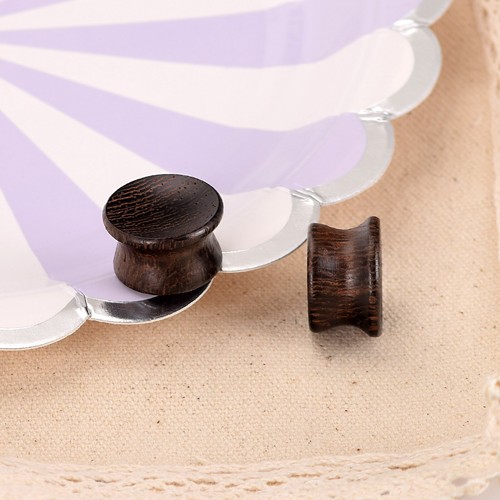 2pcs Wood Ear Gauges One Side Concave Ear Plugs Wooden Ear Expander Flesh Tunnel
