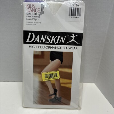 Danskin Girls Footed Tights Style 331 Size INT 6x-7 White New In Pack