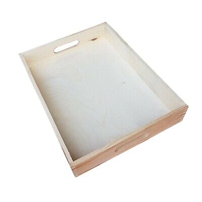 Wooden Serving Large Tray, Set from 1 to 10, 40 cm Long, Unpainted-For Decoupage
