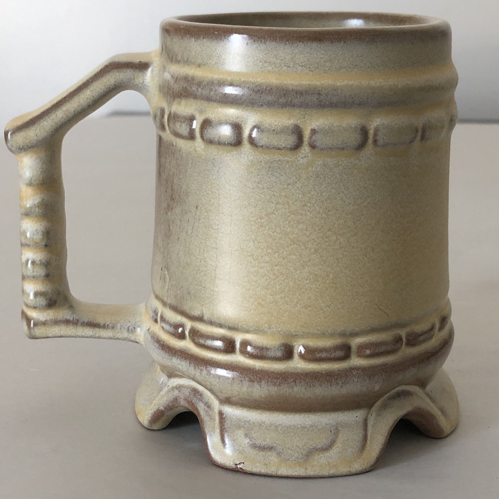 3 Frankoma Mugs Stein M1 Footed Desert Gold Vintage