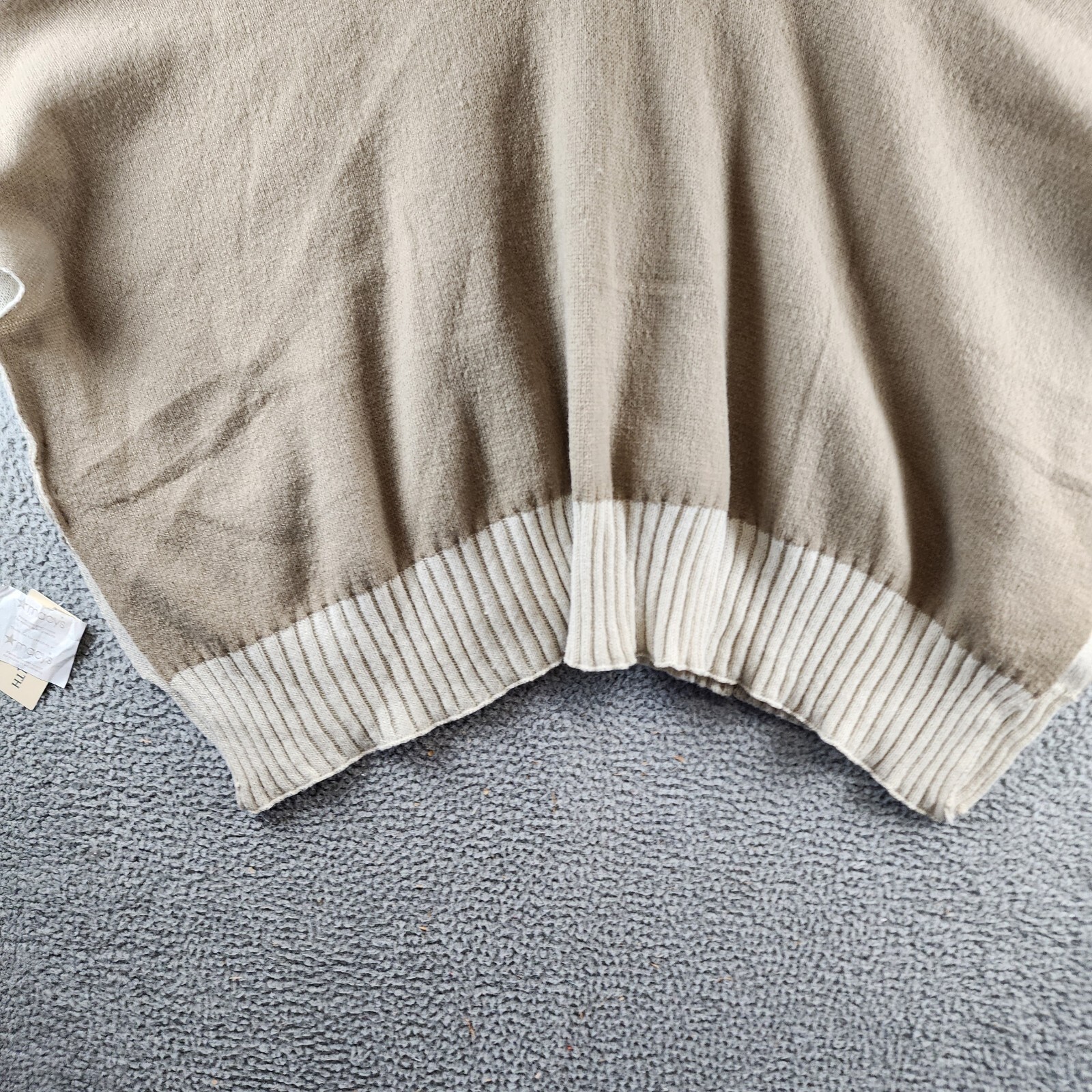 On 34th Tight Knit Reversible Wrap Sweater Women's O/S Taupe/Ivory Open Front - Picture 12 of 13